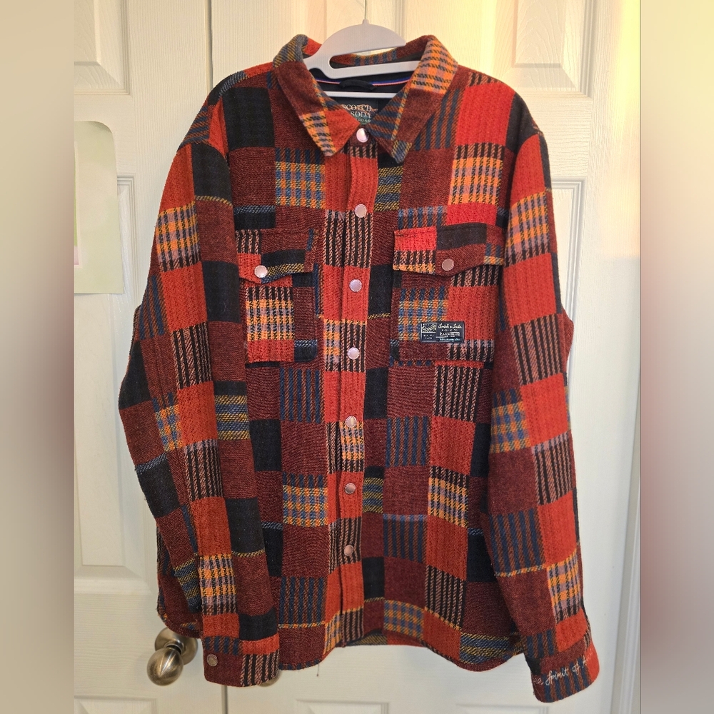 Scotch & Soda Jacquard Patchwork Check overshirt